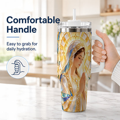 #pl[40oz|White] Praying Mother Tumbler 40oz, Faith Tumbler, Stainless Steel Travel Cup
