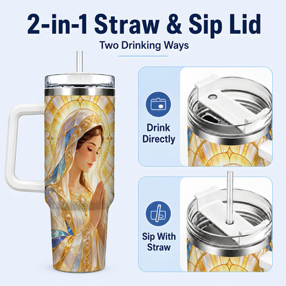 #pl[40oz|White] Praying Mother Tumbler 40oz, Faith Tumbler, Stainless Steel Travel Cup
