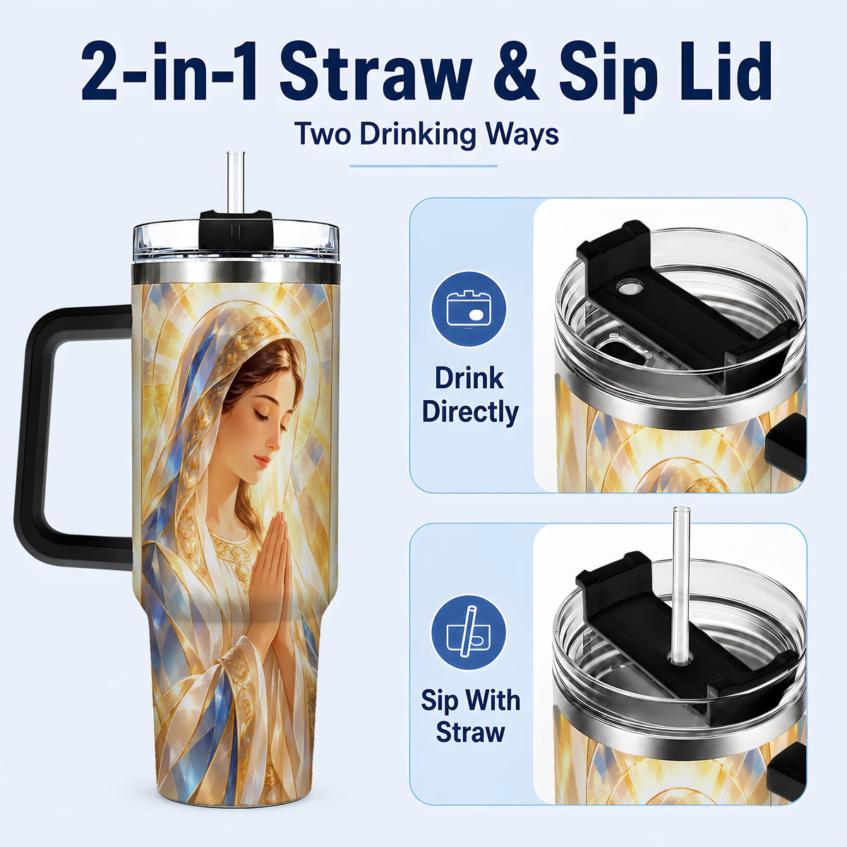#pl[40oz|Black] Radiant Mother Tumbler 40oz, Faith Tumbler, Stainless Steel Travel Cup