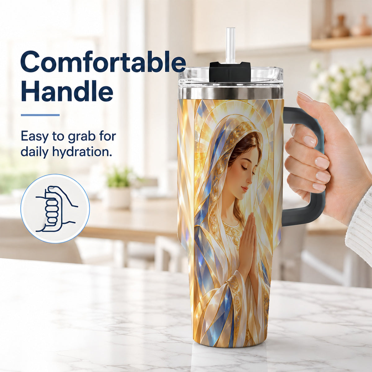 #pl[40oz|Black] Radiant Mother Tumbler 40oz, Faith Tumbler, Stainless Steel Travel Cup