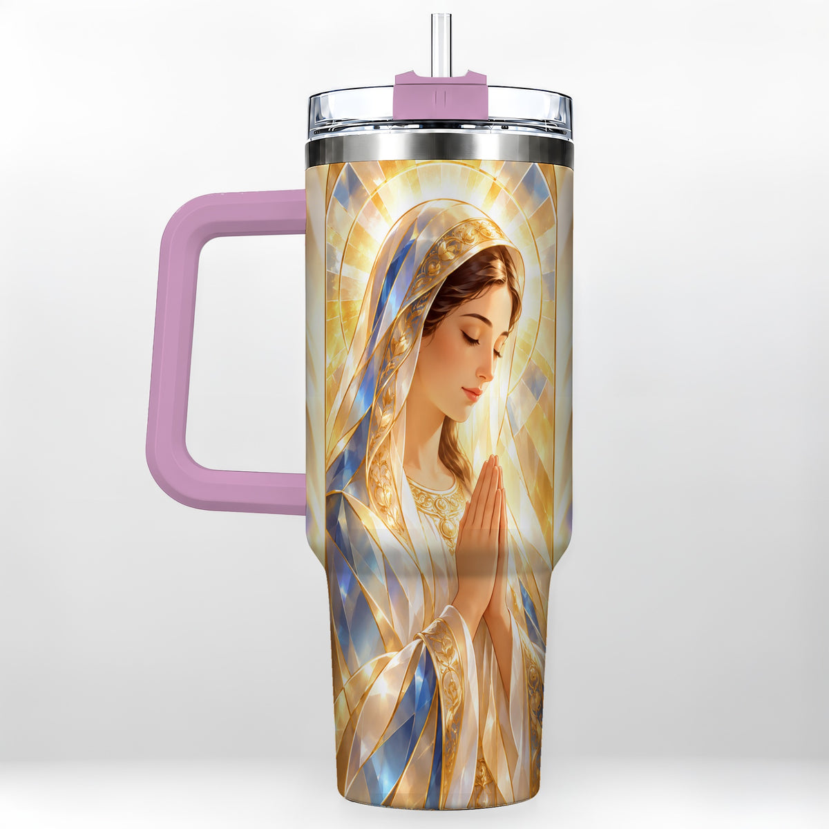 #pl[40oz|Pink] Radiant Mother Tumbler 40oz, Faith Tumbler, Stainless Steel Travel Cup