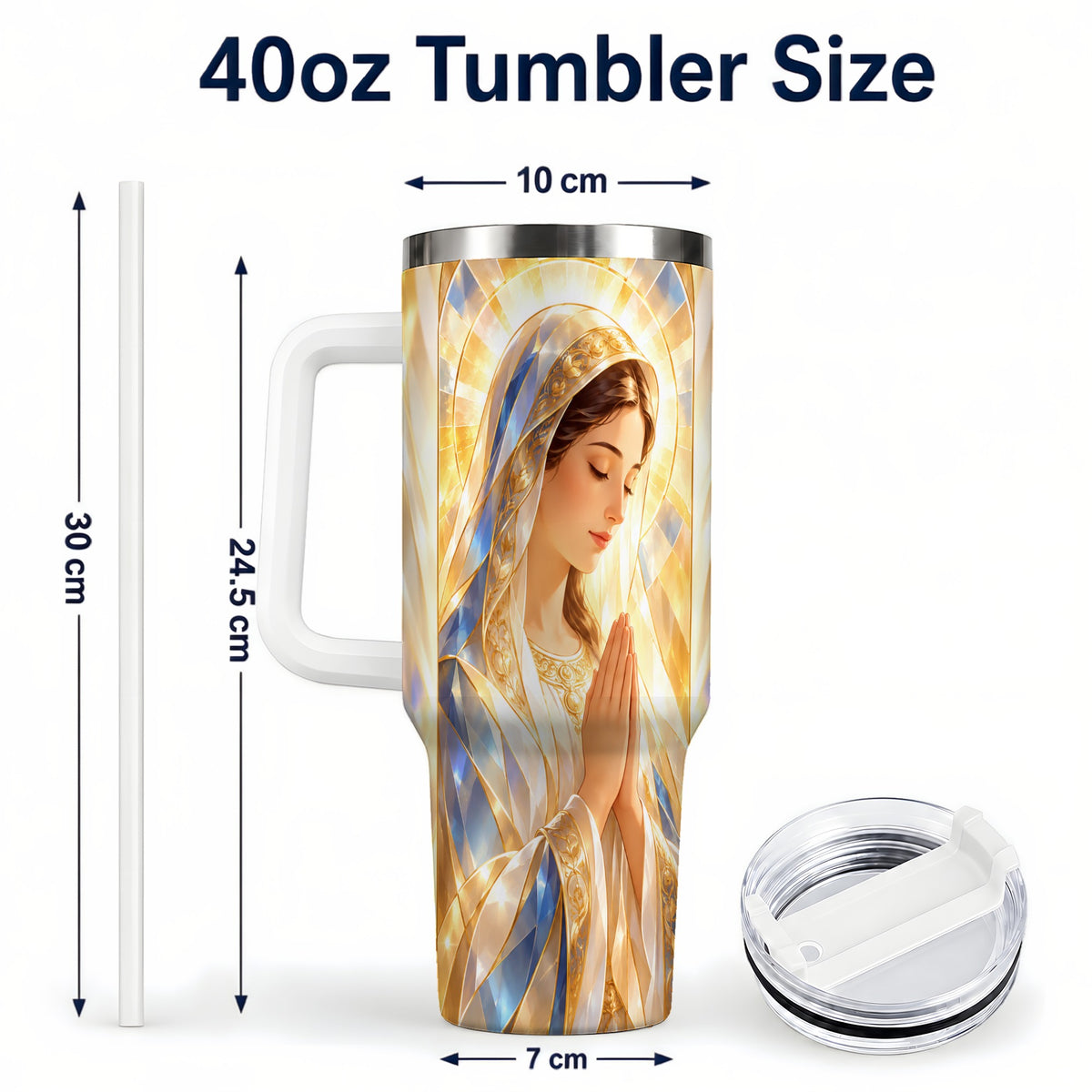 #pl[40oz|White] Radiant Mother Tumbler 40oz, Faith Tumbler, Stainless Steel Travel Cup