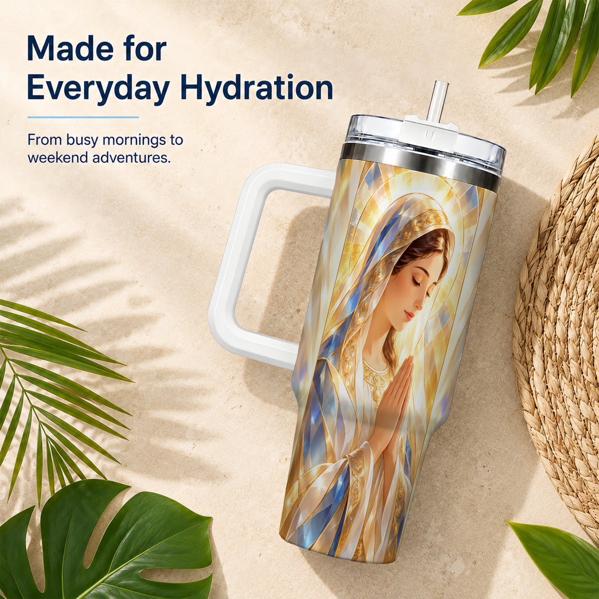 Radiant Mother Tumbler 40oz, Faith Tumbler, Stainless Steel Travel Cup