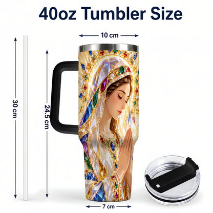 #pl[40oz|Black] Jeweled Mother Tumbler 40oz, Sacred Art Tumbler, Stainless Steel Travel Cup