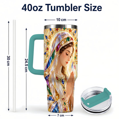 #pl[40oz|Green] Jeweled Mother Tumbler 40oz, Sacred Art Tumbler, Stainless Steel Travel Cup