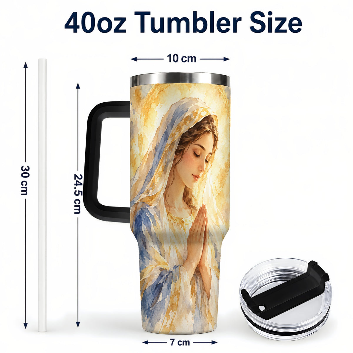 #pl[40oz|Black] Watercolor Mother Tumbler 40oz, Faith Tumbler, Stainless Steel Travel Cup