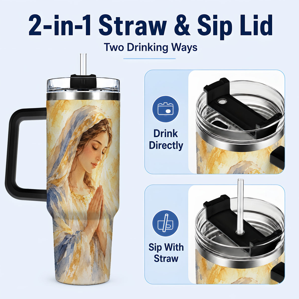 #pl[40oz|Black] Watercolor Mother Tumbler 40oz, Faith Tumbler, Stainless Steel Travel Cup