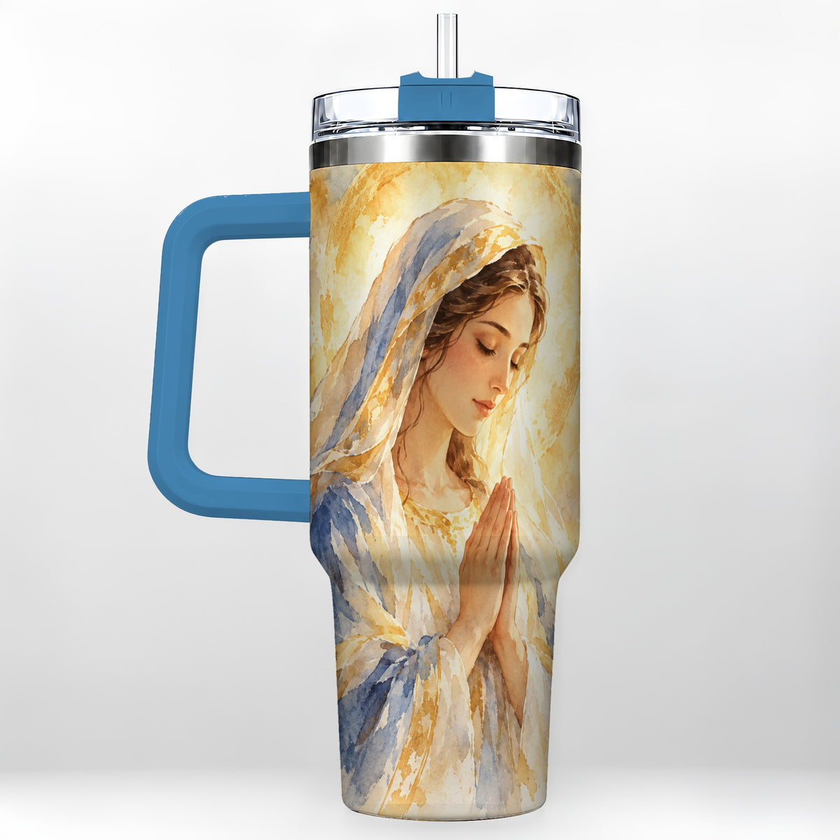 #pl[40oz|Blue] Watercolor Mother Tumbler 40oz, Faith Tumbler, Stainless Steel Travel Cup