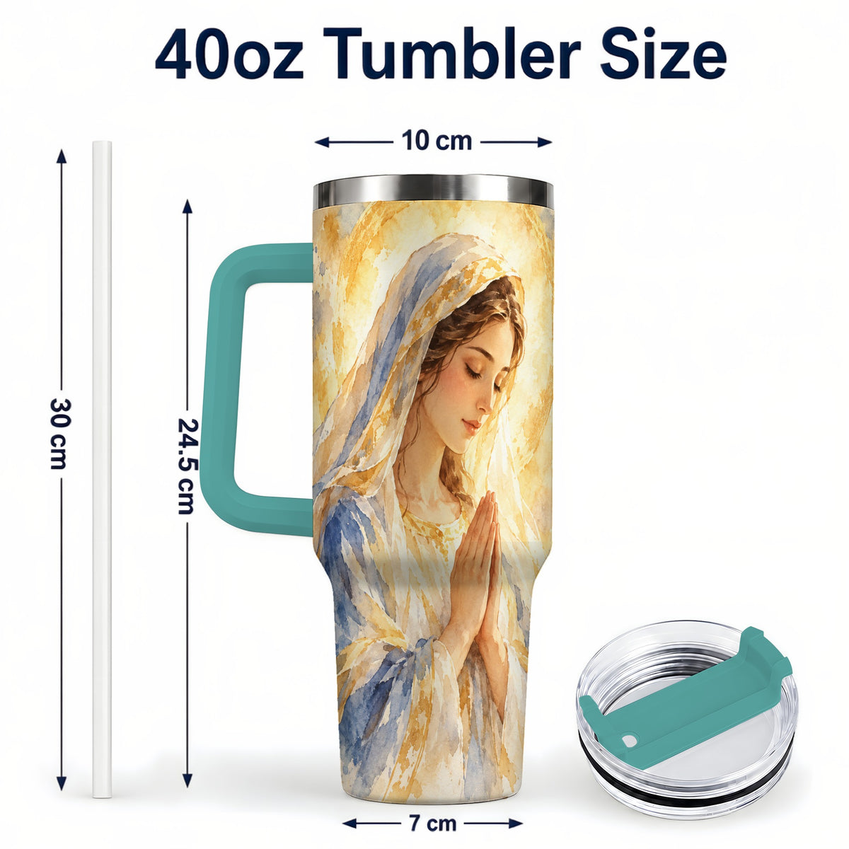 #pl[40oz|Green] Watercolor Mother Tumbler 40oz, Faith Tumbler, Stainless Steel Travel Cup