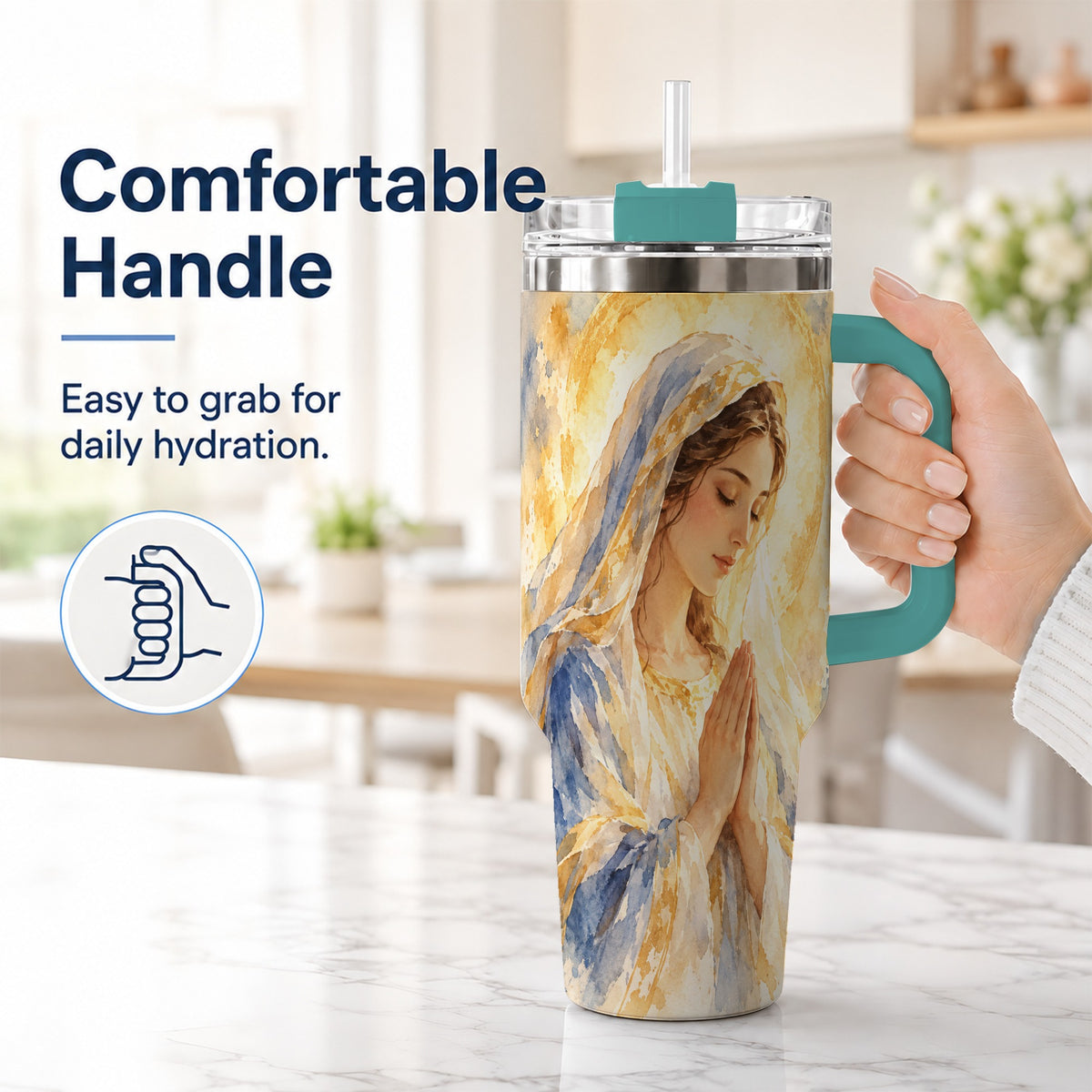 #pl[40oz|Green] Watercolor Mother Tumbler 40oz, Faith Tumbler, Stainless Steel Travel Cup