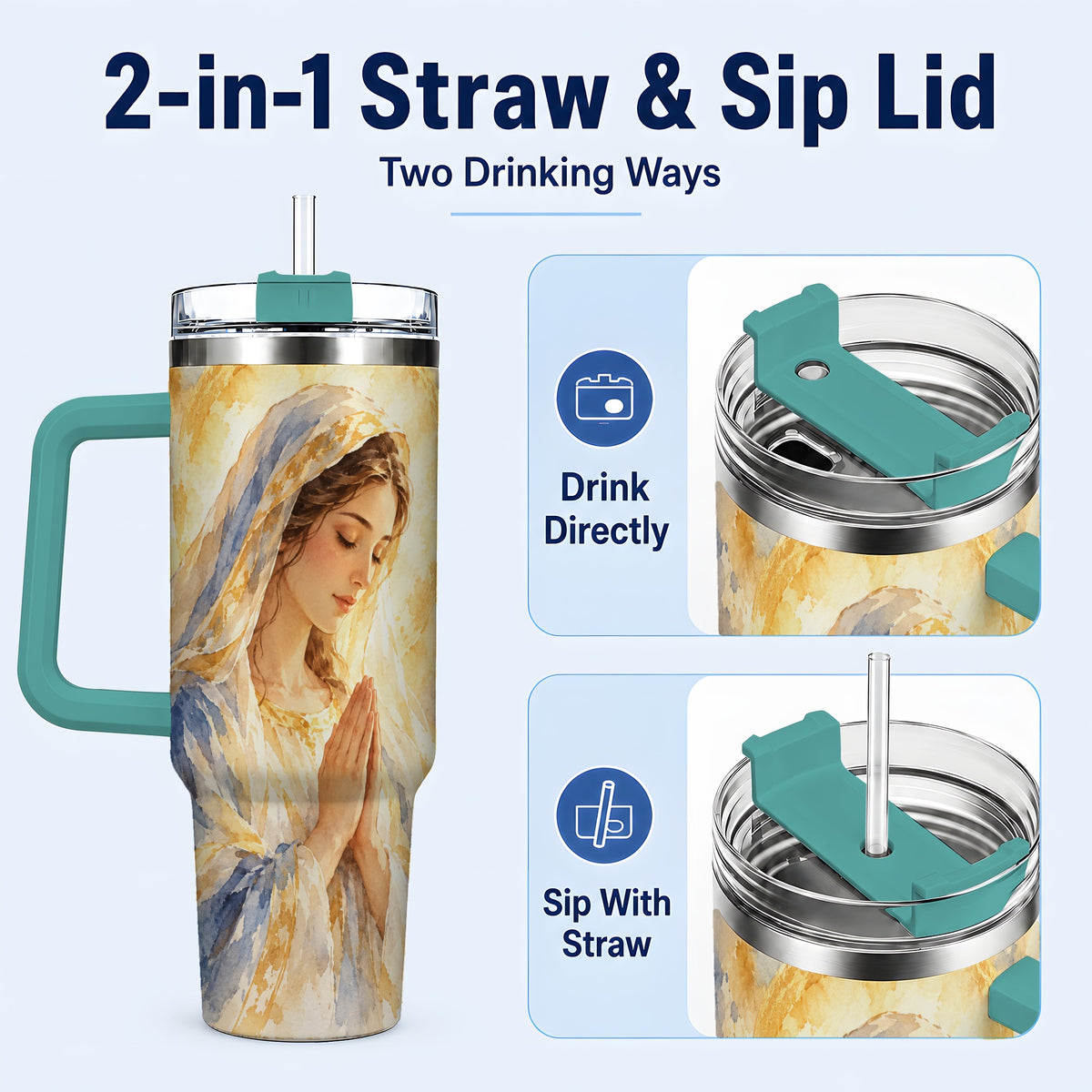 #pl[40oz|Green] Watercolor Mother Tumbler 40oz, Faith Tumbler, Stainless Steel Travel Cup