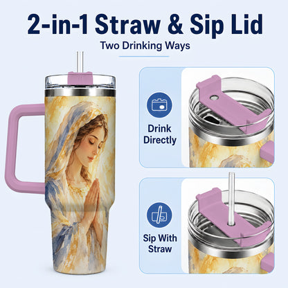 #pl[40oz|Pink] Watercolor Mother Tumbler 40oz, Faith Tumbler, Stainless Steel Travel Cup