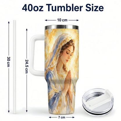 #pl[40oz|White] Watercolor Mother Tumbler 40oz, Faith Tumbler, Stainless Steel Travel Cup