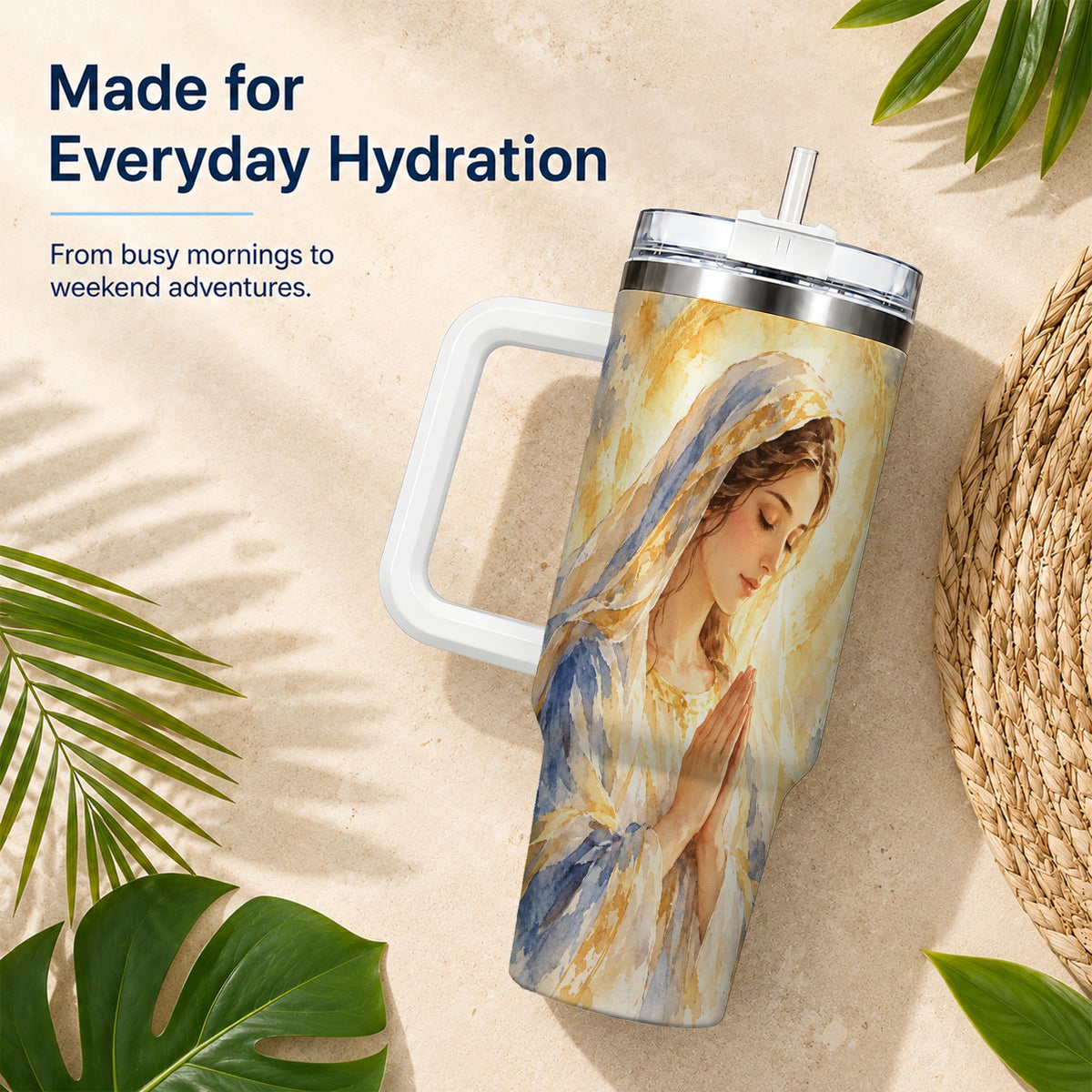 Watercolor Mother Tumbler 40oz, Faith Tumbler, Stainless Steel Travel Cup