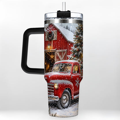 #pl[40oz|Black] Vintage Truck Tumbler 40oz, Holiday Tumbler, Stainless Steel Travel Cup