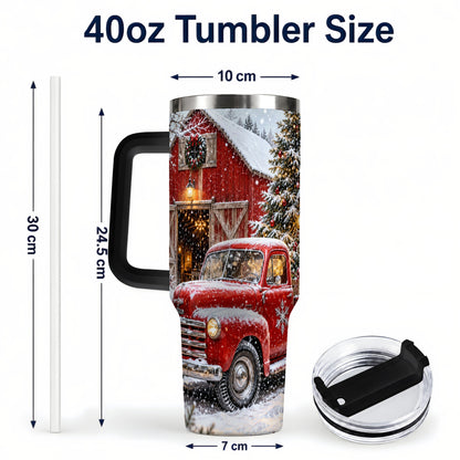 #pl[40oz|Black] Vintage Truck Tumbler 40oz, Holiday Tumbler, Stainless Steel Travel Cup