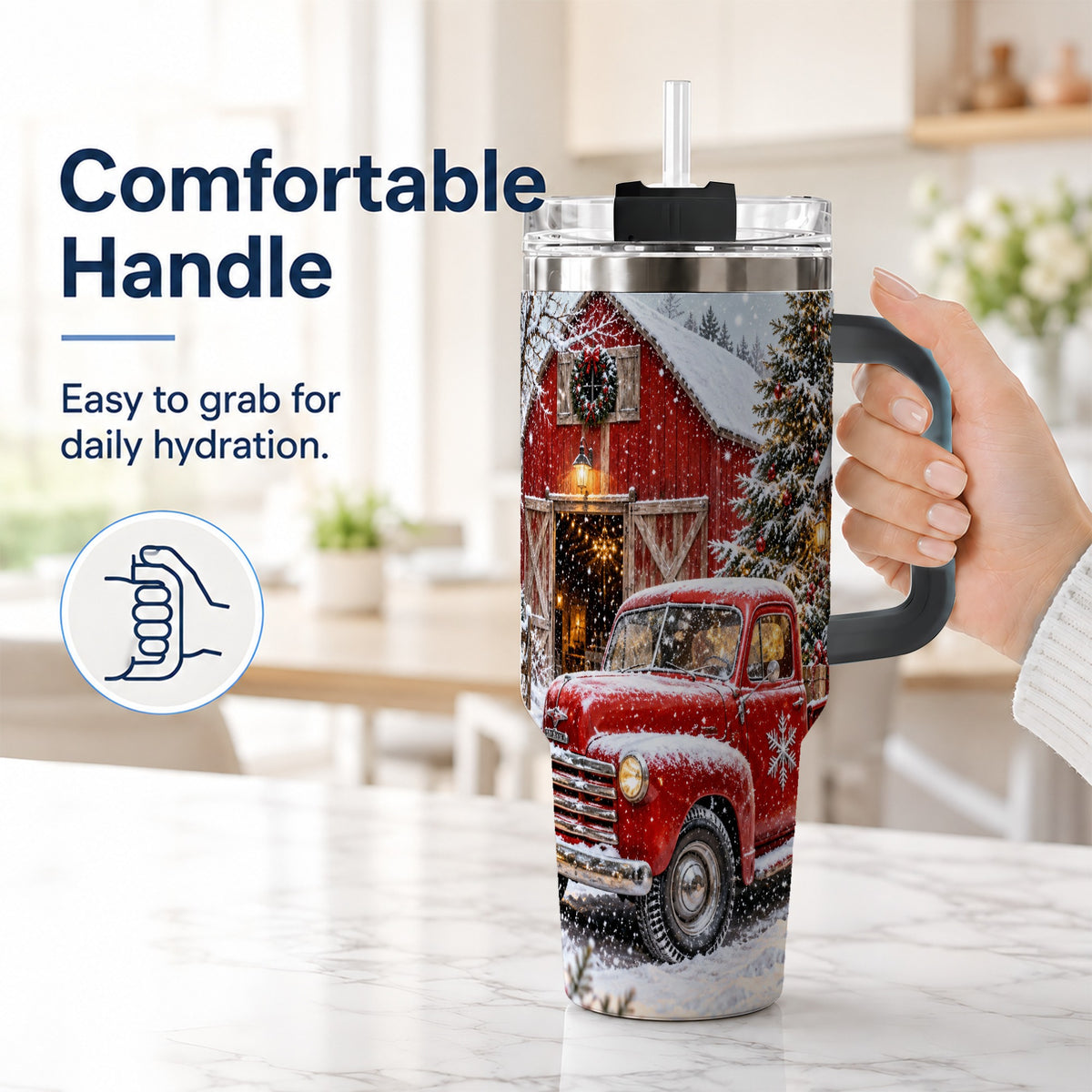 #pl[40oz|Black] Vintage Truck Tumbler 40oz, Holiday Tumbler, Stainless Steel Travel Cup