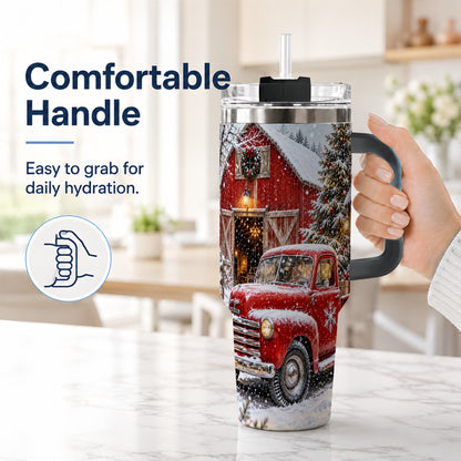 #pl[40oz|Black] Vintage Truck Tumbler 40oz, Holiday Tumbler, Stainless Steel Travel Cup