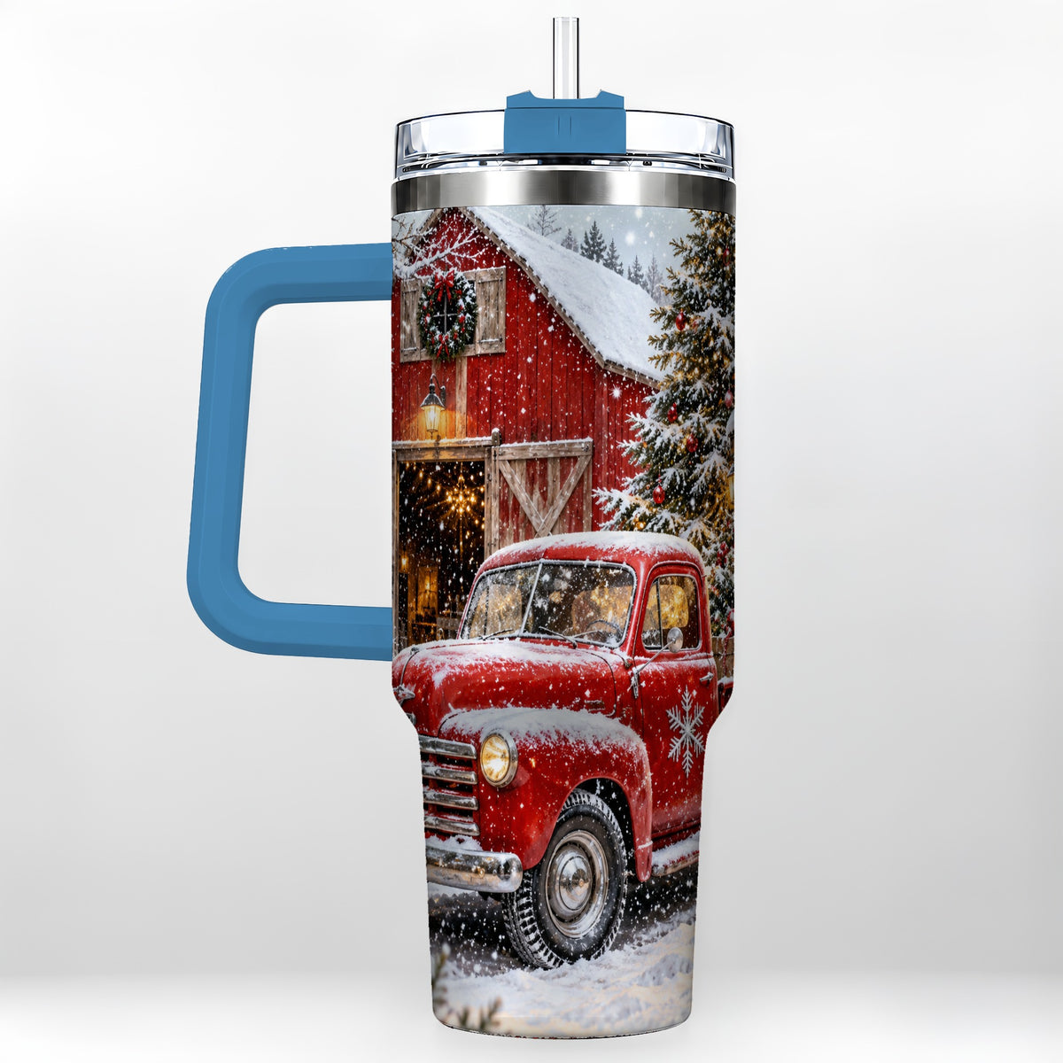 #pl[40oz|Blue] Vintage Truck Tumbler 40oz, Holiday Tumbler, Stainless Steel Travel Cup