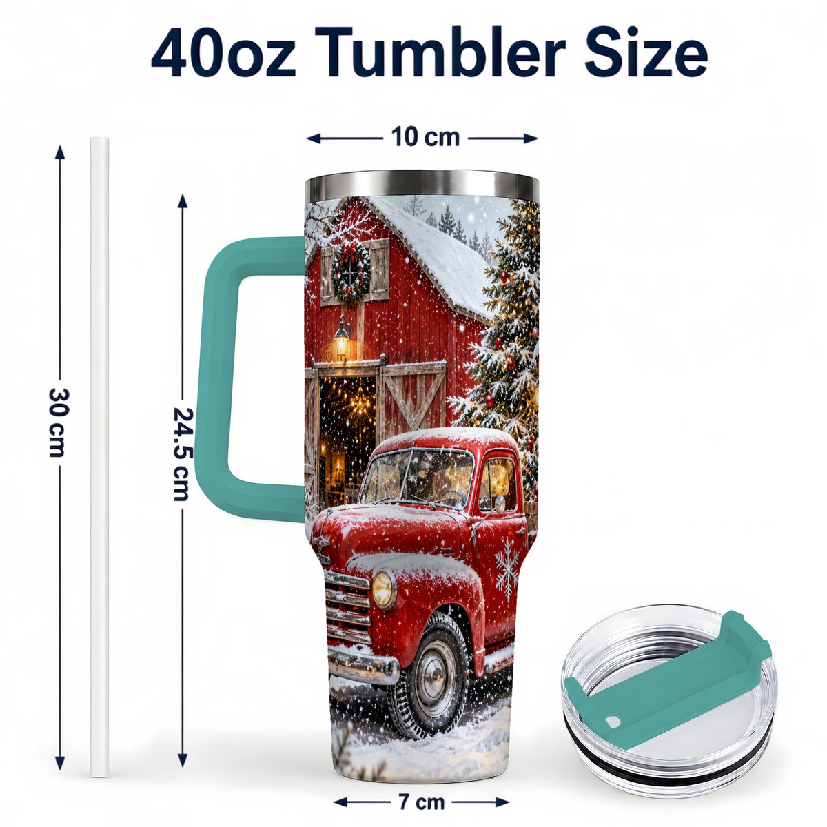#pl[40oz|Green] Vintage Truck Tumbler 40oz, Holiday Tumbler, Stainless Steel Travel Cup