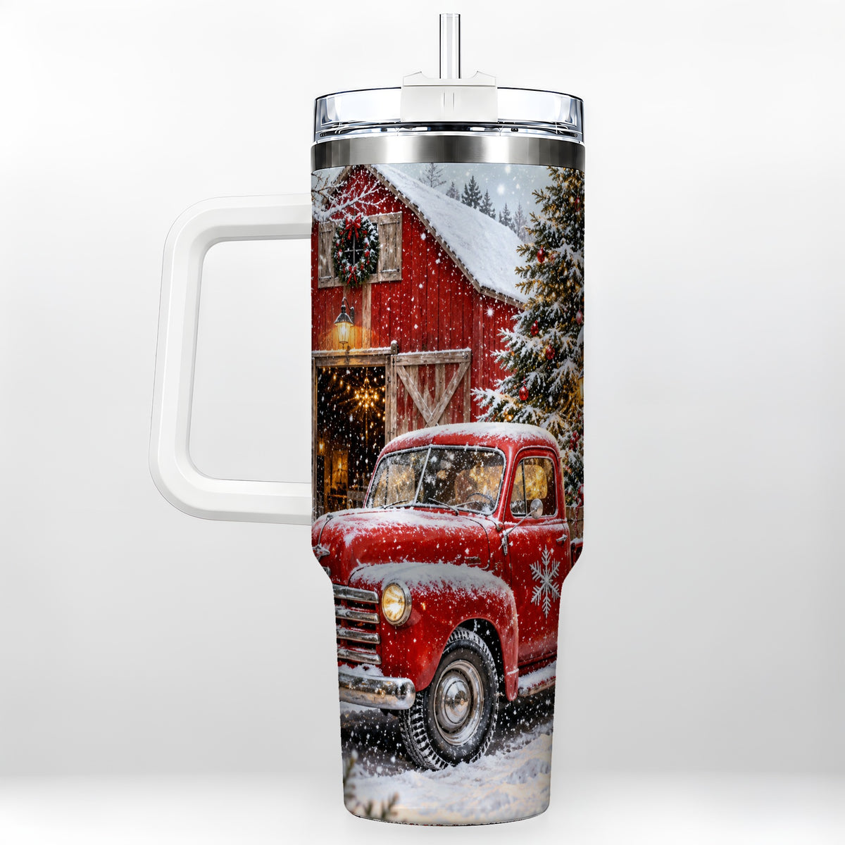Vintage Truck Tumbler 40oz, Holiday Tumbler, Stainless Steel Travel Cup