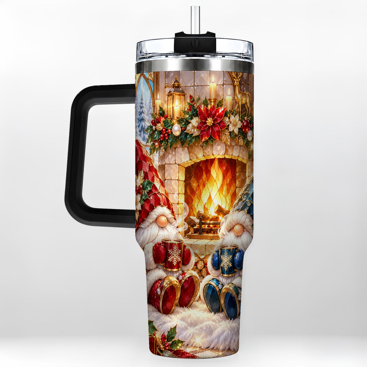 #pl[40oz|Black] Christmas Gnome Tumbler 40oz, Winter Tumbler, Stainless Steel Travel Cup