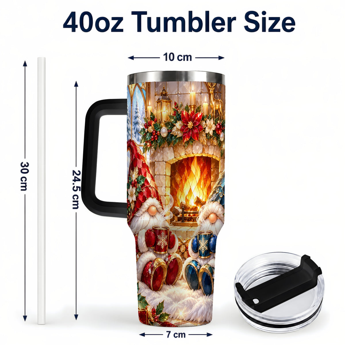 #pl[40oz|Black] Christmas Gnome Tumbler 40oz, Winter Tumbler, Stainless Steel Travel Cup