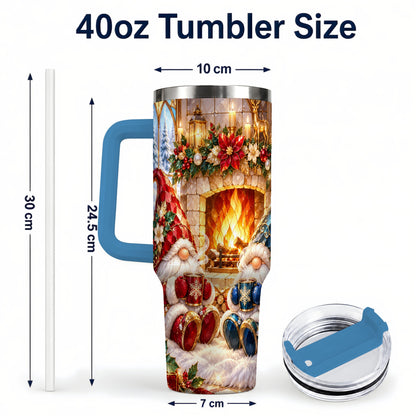 #pl[40oz|Blue] Christmas Gnome Tumbler 40oz, Winter Tumbler, Stainless Steel Travel Cup