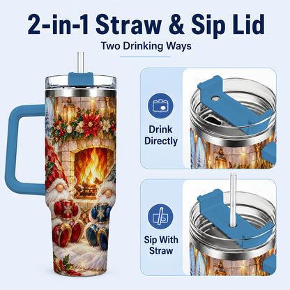 #pl[40oz|Blue] Christmas Gnome Tumbler 40oz, Winter Tumbler, Stainless Steel Travel Cup