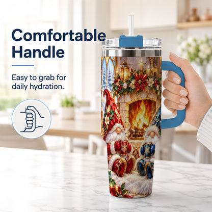#pl[40oz|Blue] Christmas Gnome Tumbler 40oz, Winter Tumbler, Stainless Steel Travel Cup