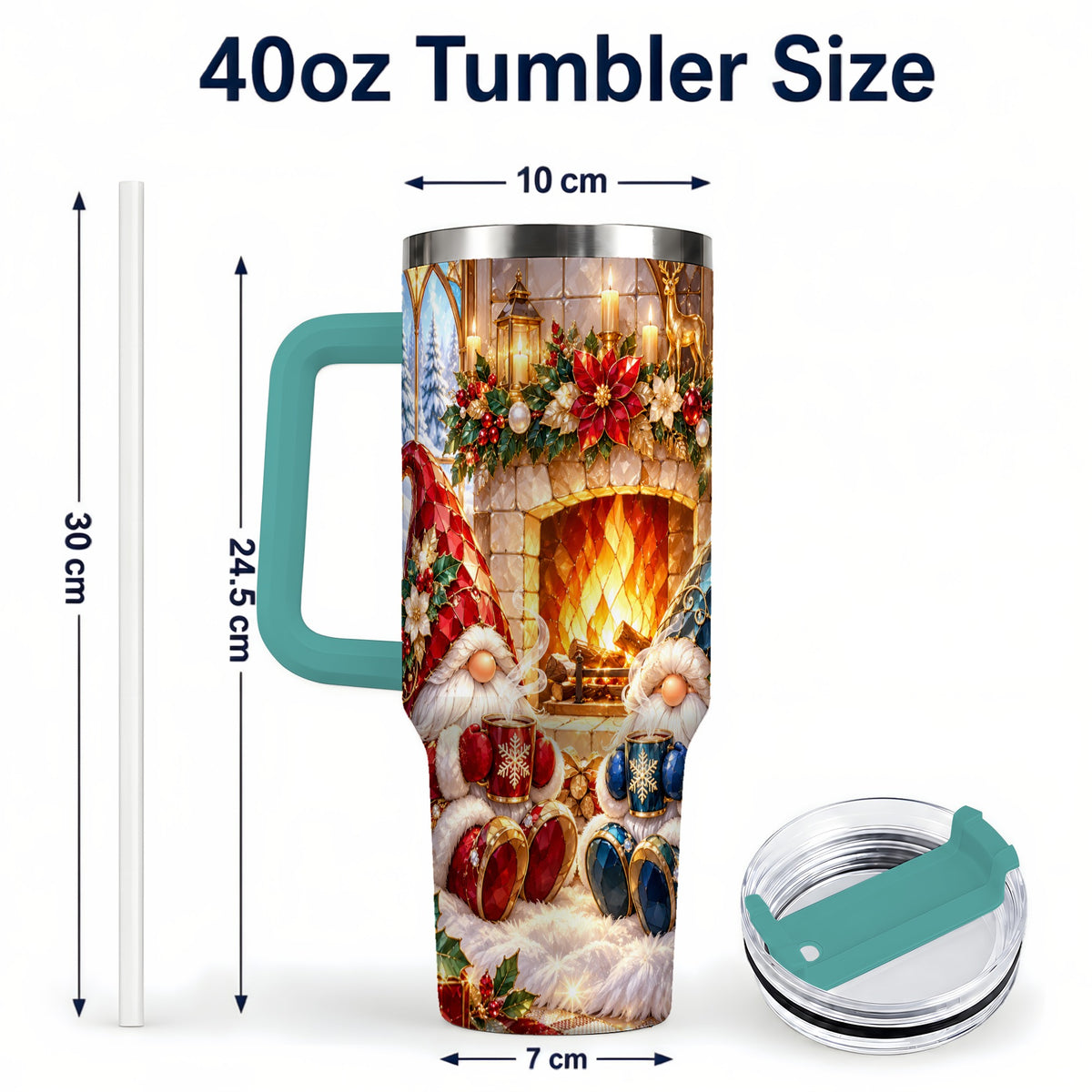 #pl[40oz|Green] Christmas Gnome Tumbler 40oz, Winter Tumbler, Stainless Steel Travel Cup