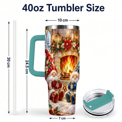 #pl[40oz|Green] Christmas Gnome Tumbler 40oz, Winter Tumbler, Stainless Steel Travel Cup