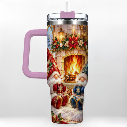 #pl[40oz|Pink] Christmas Gnome Tumbler 40oz, Winter Tumbler, Stainless Steel Travel Cup