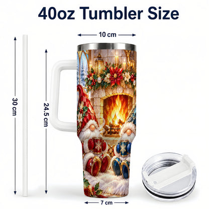 #pl[40oz|White] Christmas Gnome Tumbler 40oz, Winter Tumbler, Stainless Steel Travel Cup