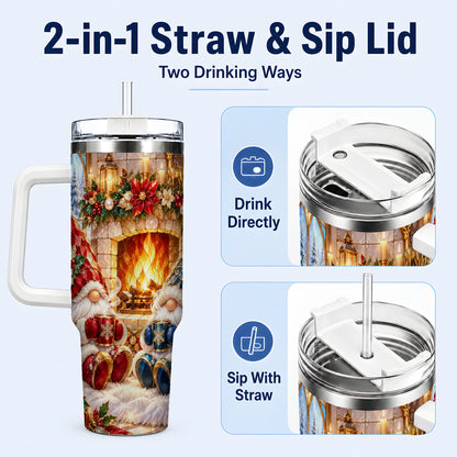 #pl[40oz|White] Christmas Gnome Tumbler 40oz, Winter Tumbler, Stainless Steel Travel Cup