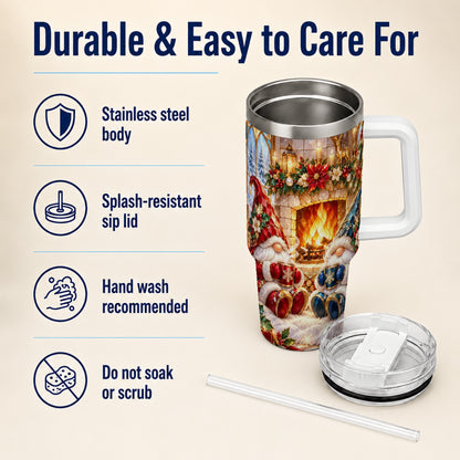 Christmas Gnome Tumbler 40oz, Winter Tumbler, Stainless Steel Travel Cup