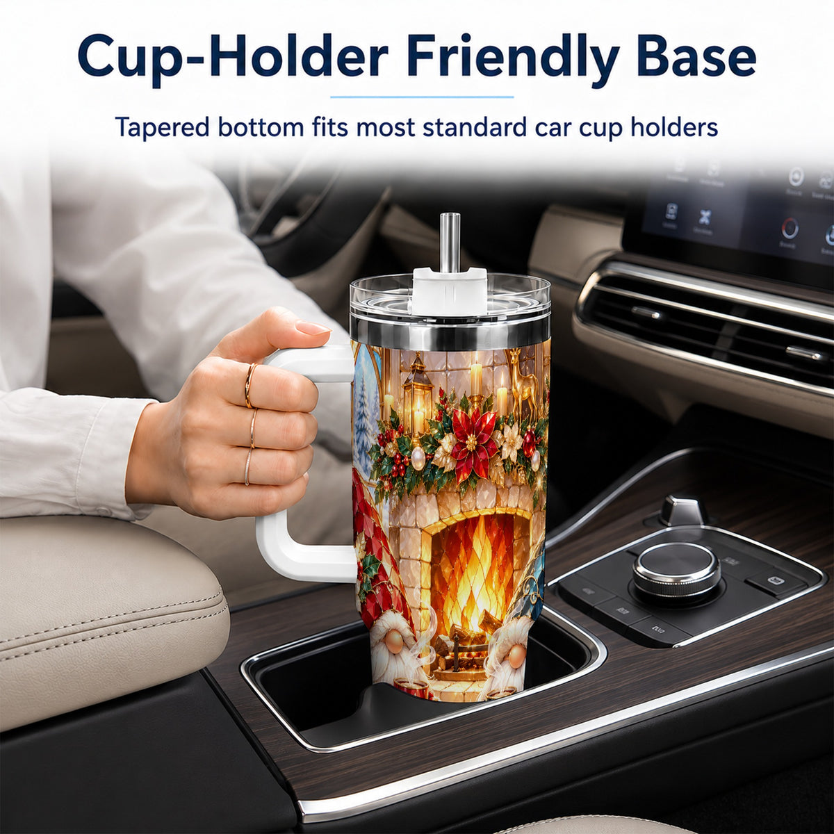 Christmas Gnome Tumbler 40oz, Winter Tumbler, Stainless Steel Travel Cup