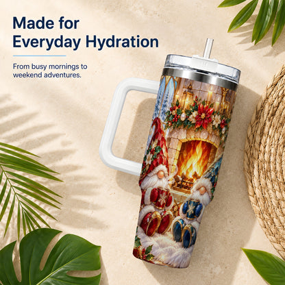 Christmas Gnome Tumbler 40oz, Winter Tumbler, Stainless Steel Travel Cup