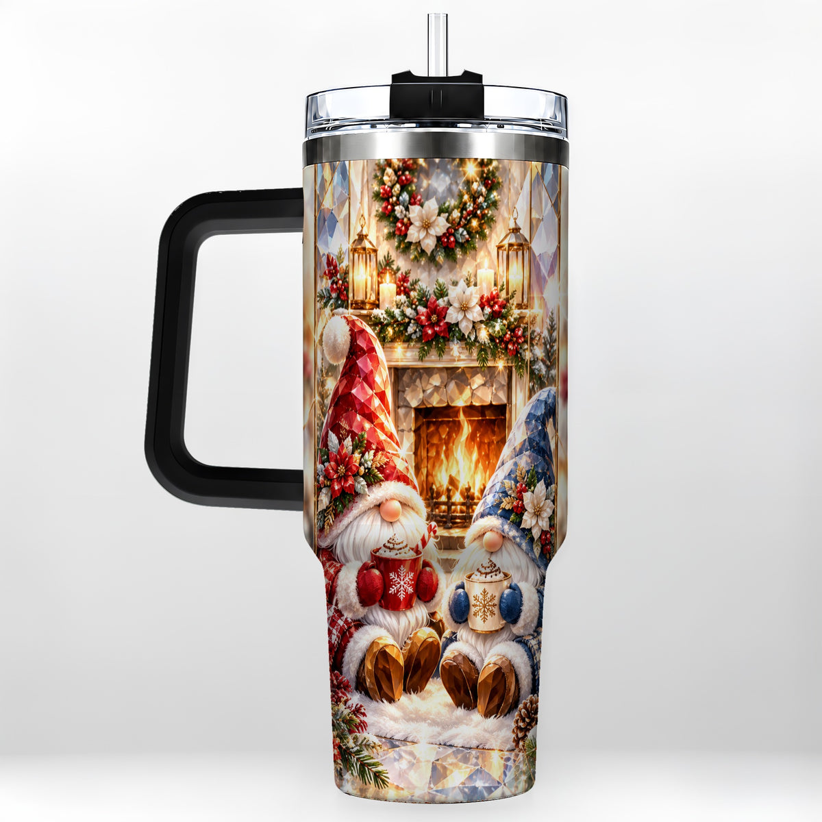 #pl[40oz|Black] Crystal Gnome Tumbler 40oz, Winter Tumbler, Stainless Steel Travel Cup
