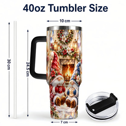 #pl[40oz|Black] Crystal Gnome Tumbler 40oz, Winter Tumbler, Stainless Steel Travel Cup