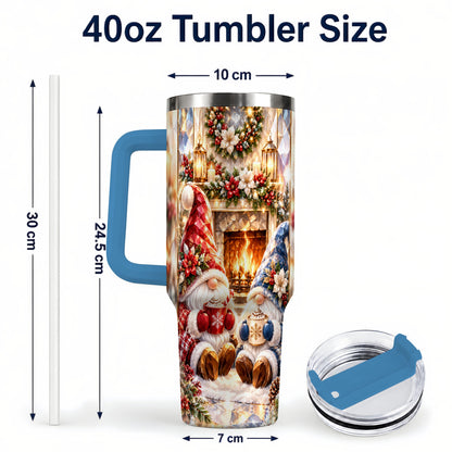 #pl[40oz|Blue] Crystal Gnome Tumbler 40oz, Winter Tumbler, Stainless Steel Travel Cup
