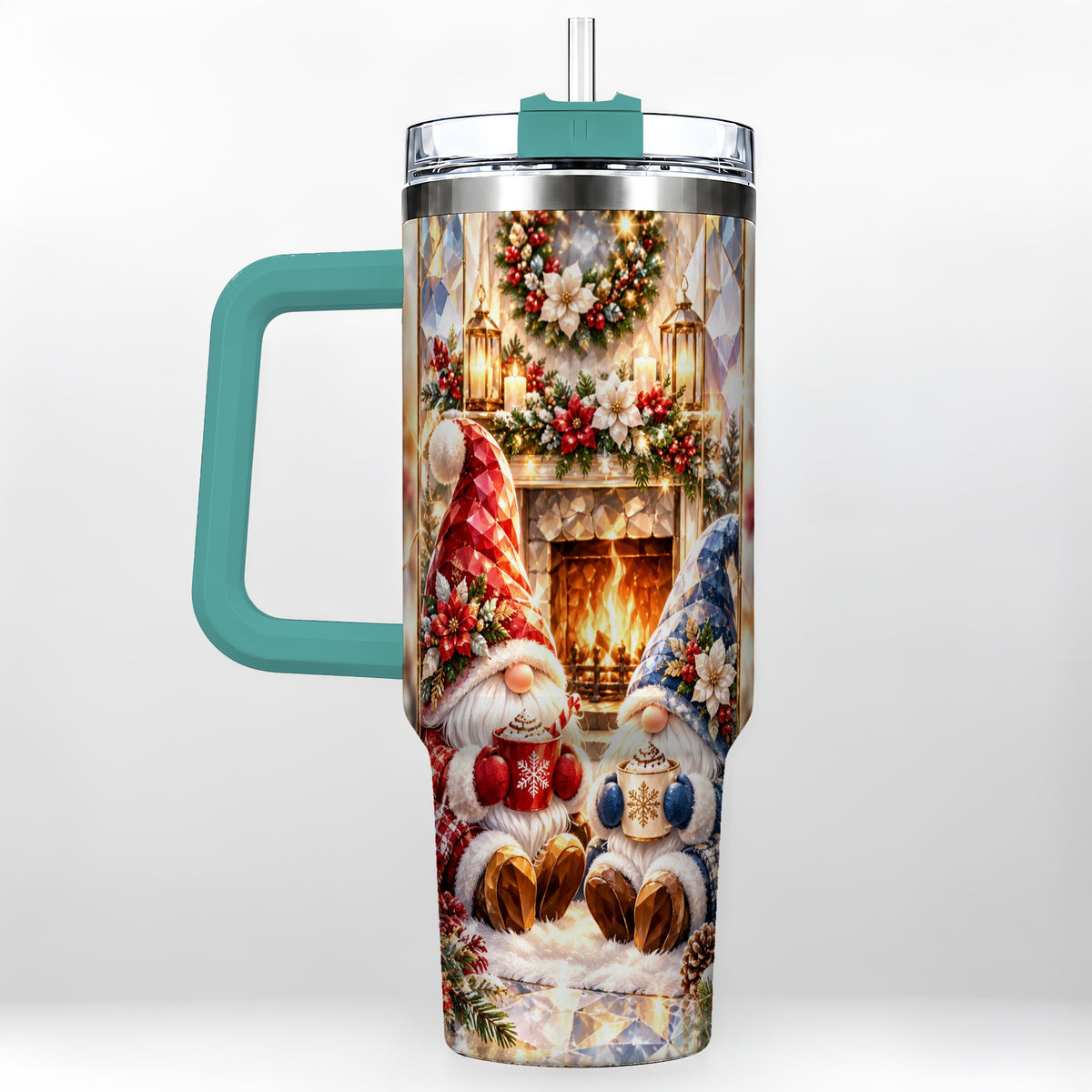#pl[40oz|Green] Crystal Gnome Tumbler 40oz, Winter Tumbler, Stainless Steel Travel Cup