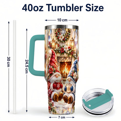 #pl[40oz|Green] Crystal Gnome Tumbler 40oz, Winter Tumbler, Stainless Steel Travel Cup
