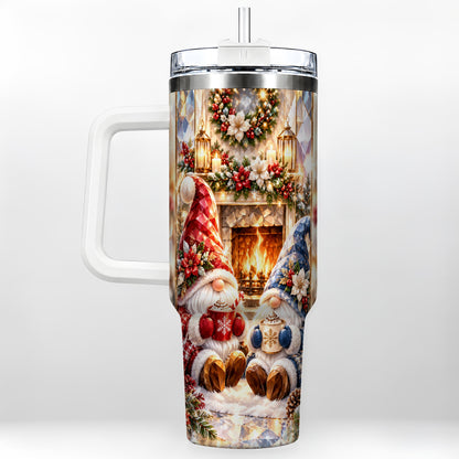 Crystal Gnome Tumbler 40oz, Winter Tumbler, Stainless Steel Travel Cup