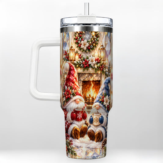 Crystal Gnome Tumbler 40oz, Winter Tumbler, Stainless Steel Travel Cup
