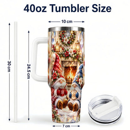 #pl[40oz|White] Crystal Gnome Tumbler 40oz, Winter Tumbler, Stainless Steel Travel Cup