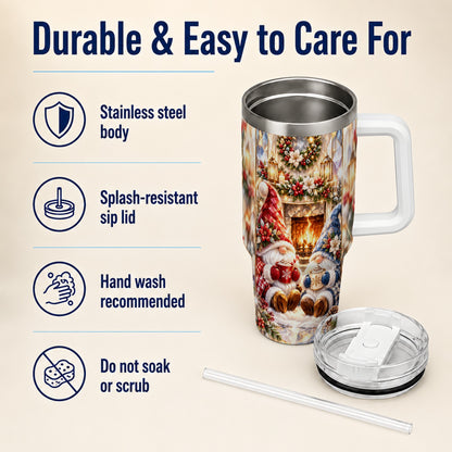 Crystal Gnome Tumbler 40oz, Winter Tumbler, Stainless Steel Travel Cup
