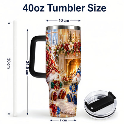 #pl[40oz|Black] Gemstone Gnome Tumbler 40oz, Holiday Tumbler, Stainless Steel Travel Cup