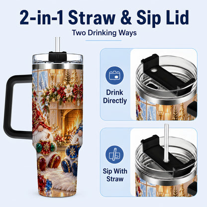 #pl[40oz|Black] Gemstone Gnome Tumbler 40oz, Holiday Tumbler, Stainless Steel Travel Cup