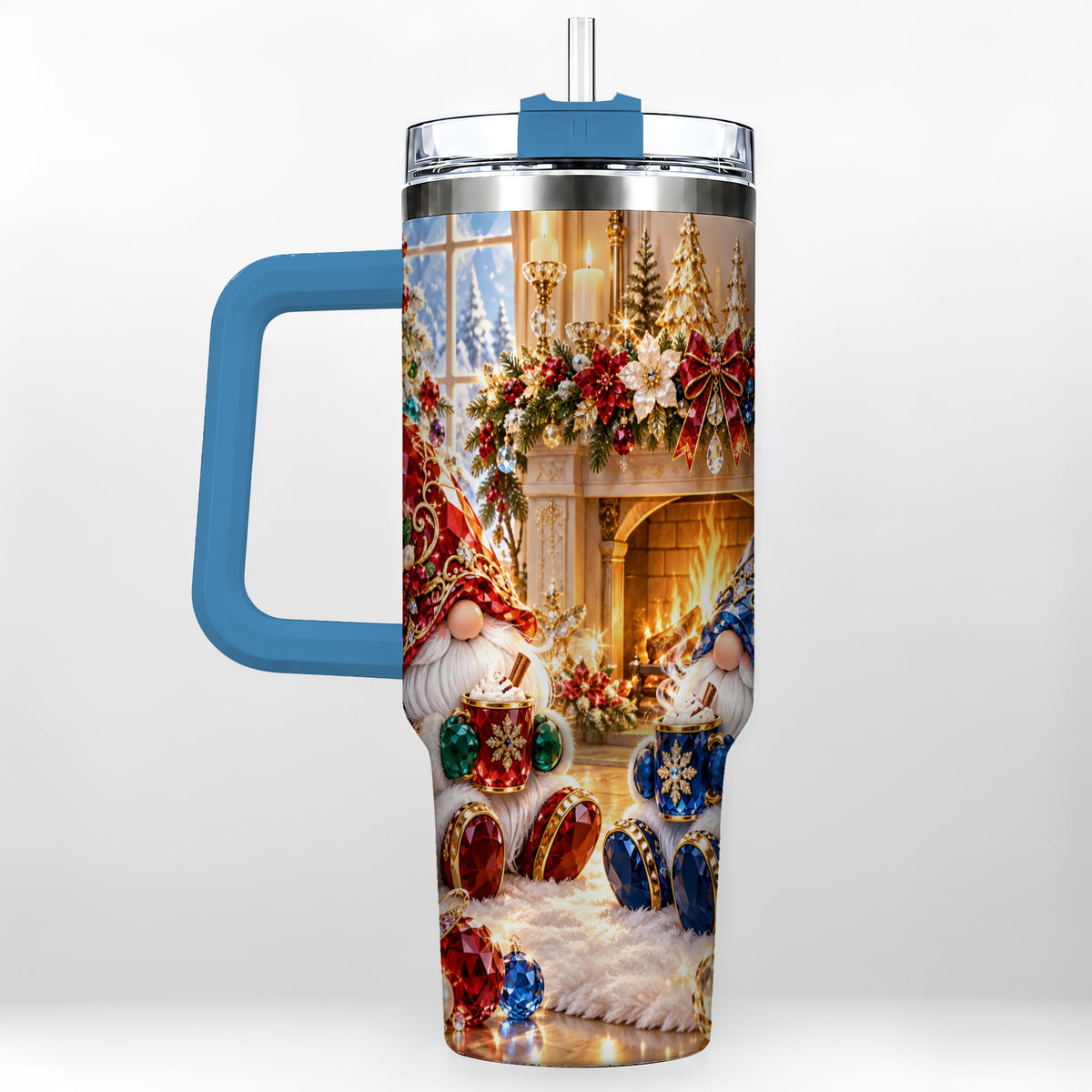 #pl[40oz|Blue] Gemstone Gnome Tumbler 40oz, Holiday Tumbler, Stainless Steel Travel Cup